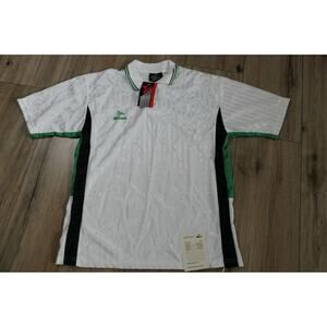 NWOT Rare 90s MITRE White Green Black Soccer Polo Adult Men's Large SAMPLE